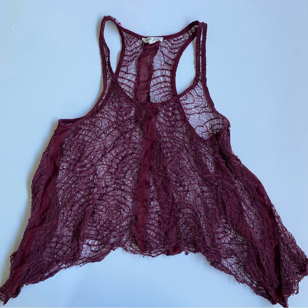 Sheer Lace Racerback Tank Top
